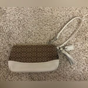 Coach Brown and Cream Wristlet Clutch
